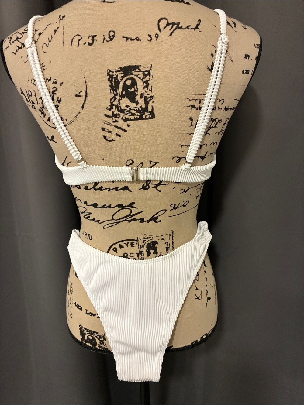 White Ribbed Two-Piece Bikini Set - Picture 5 of 12